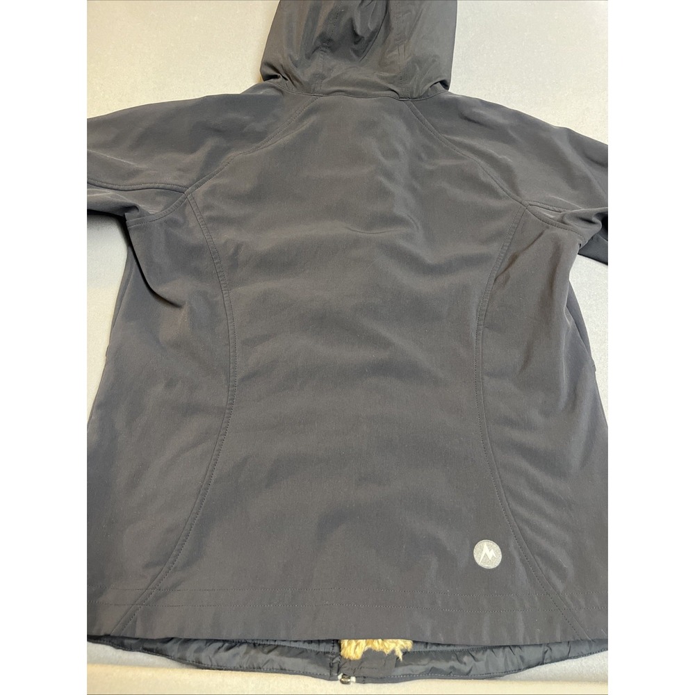 Marmot Womens Black Fleece Lined Softshell Jacket With Faux Fur Hood XL - Picture 5 of 5